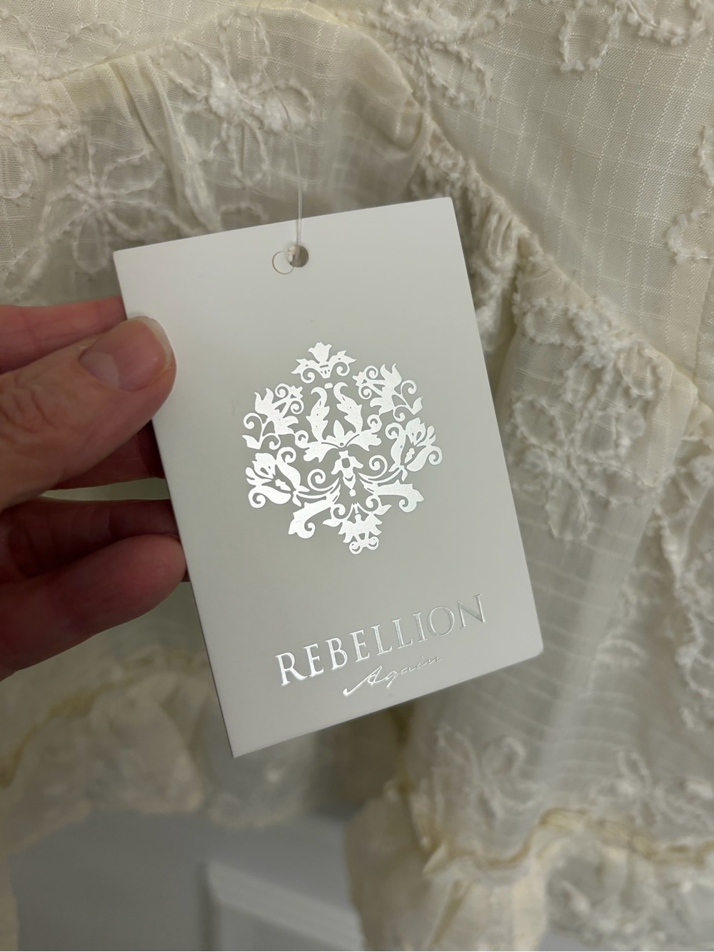 Rebellion Again Cream Embroidered Smocked Floral Cami NWT Coquette Romantic - Picture 3 of 8
